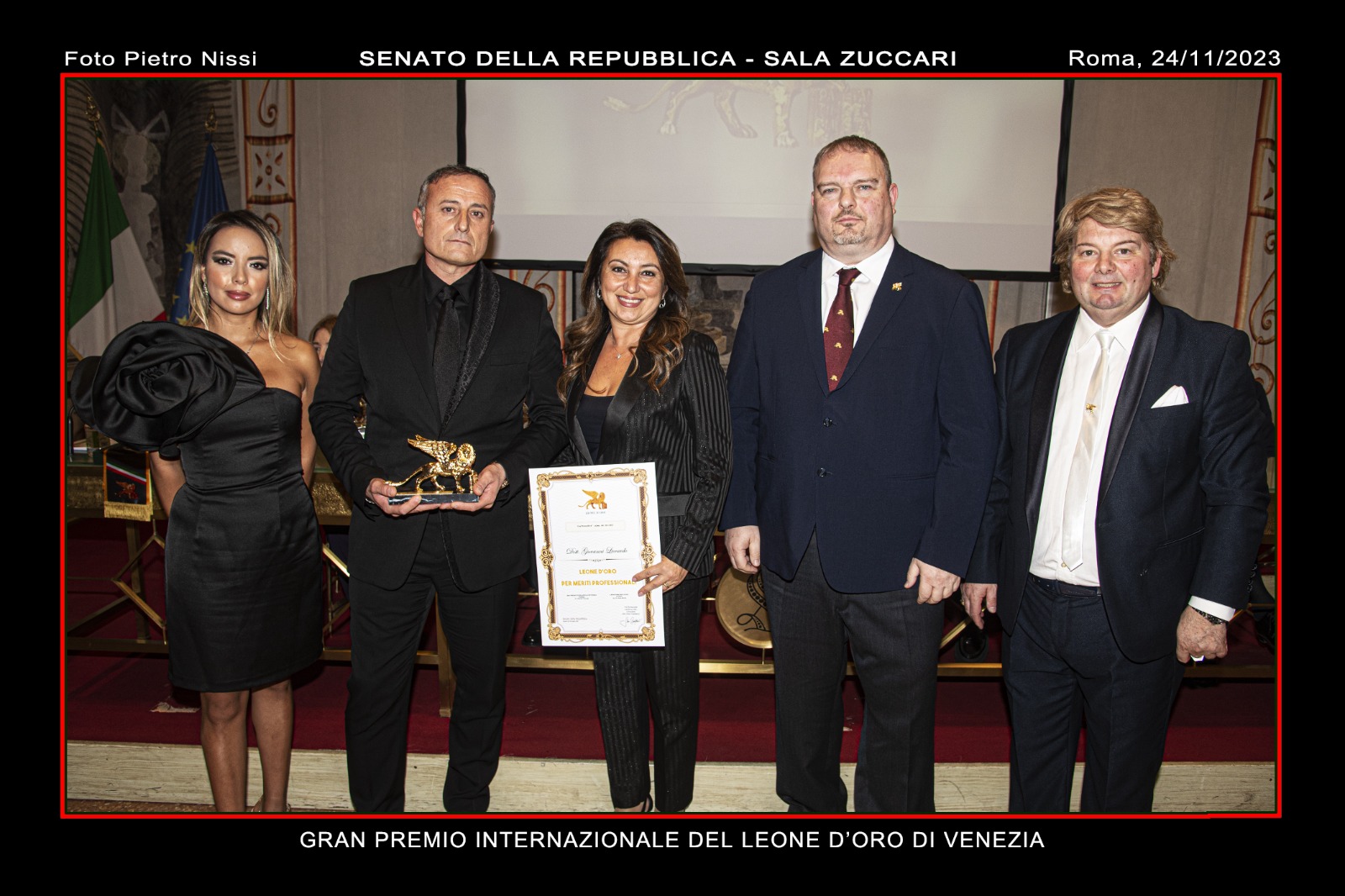 Giovanni Liccardo, founder and CEO of Lever Touch, awarded the Leone d'Oro in Venice for his professional achievements